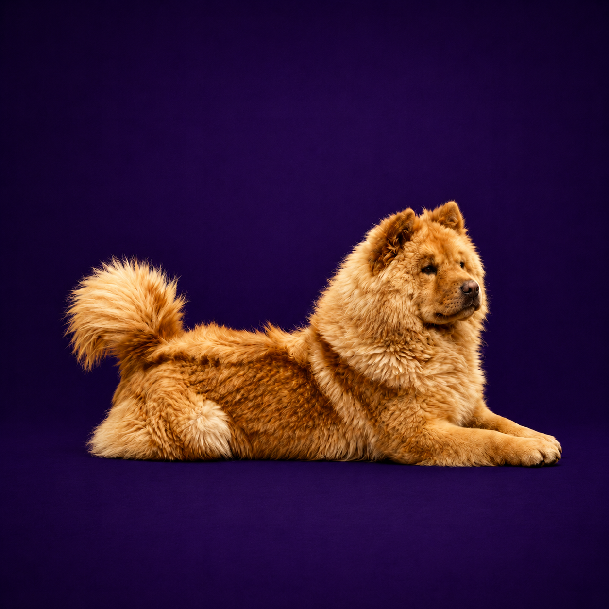 Roodblonde oldskool type Chow Chow liggend